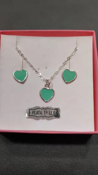 Juego gargantilla+ Pendiente de niña de plata