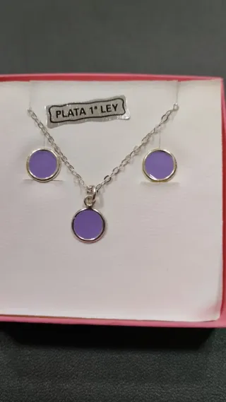Juego gargantilla+ Pendiente de niña de plata