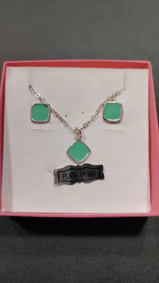 Juego gargantilla+ Pendiente de niña de plata