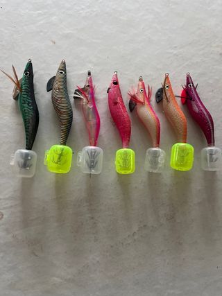 Lote 7 pajaritos pesca jibia, calamar