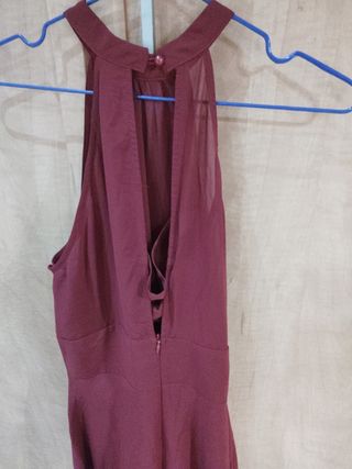 Vestido de fiesta morado y rojo