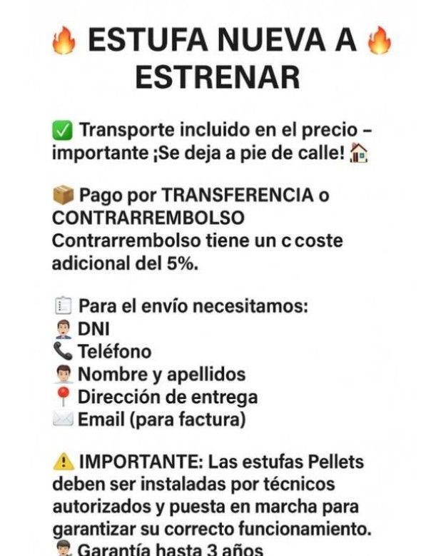 Estufa Pellets Pasillo 10 CanalizadaMAD2038
