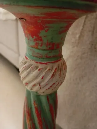 Pareja Portavelas Madera Pie