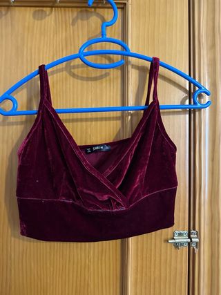 Top Terciopelo Granate SHEIN Talla S