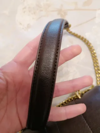 Bolso Zara Marrón Piel Cadena Dorada