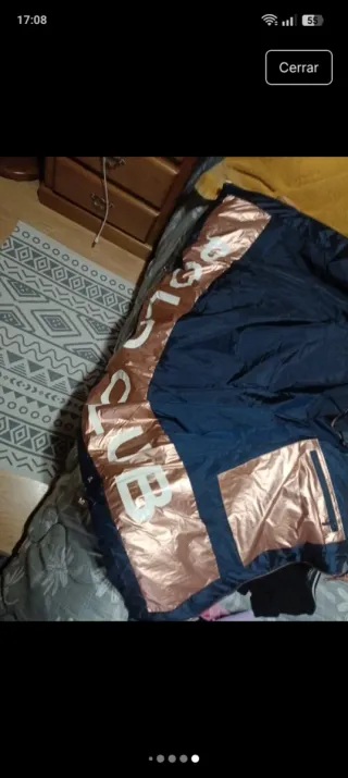 Chaqueta acolchada Polo Club azul y dorada