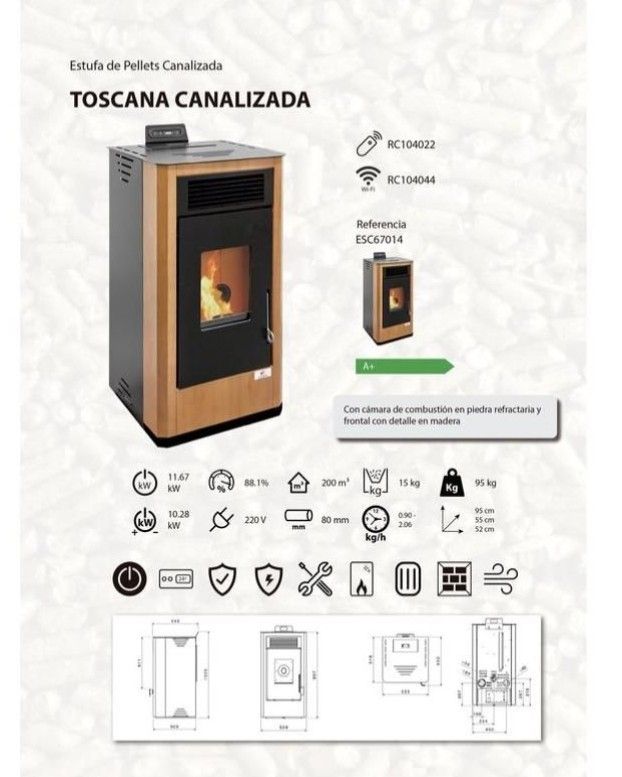 Estufa Pellet Toscana Canalizada MAD2033