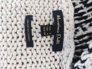 Chaqueta de punto larga mujer beige y negro