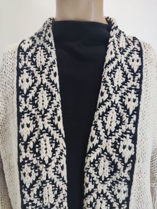 Chaqueta de punto larga mujer beige y negro