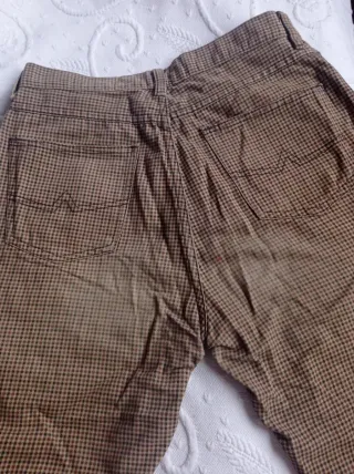 Pantalón cuadros marrones,100% algodón,5 bolsillos