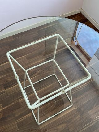 Mesa redonda vidrio 80cm metal blanco