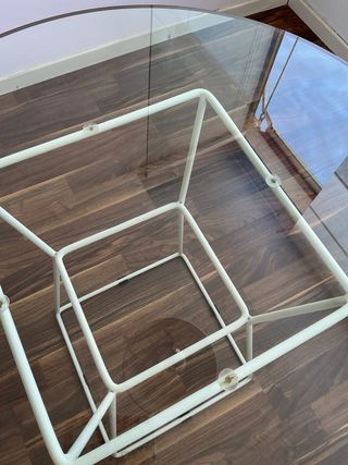 Mesa redonda vidrio 80cm metal blanco