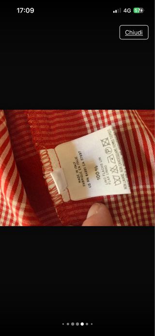 Top smanicato a quadri rossi-bianchi lino Sisley