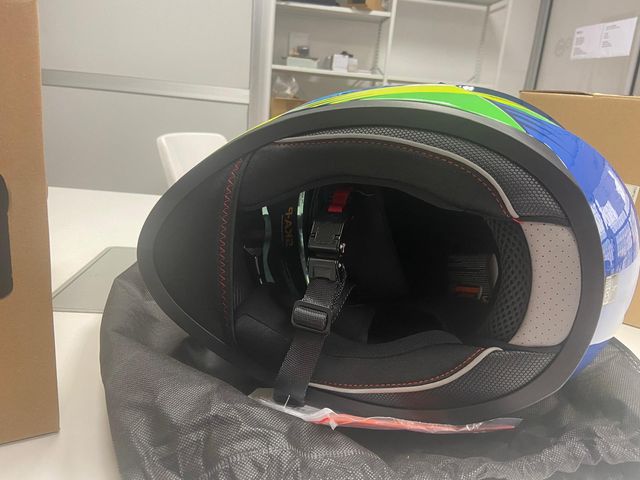 Casco Integral SKA-P Azul Amarillo Gafa Solar NUEV