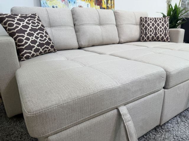 Sofá cama chaise longue con arcón