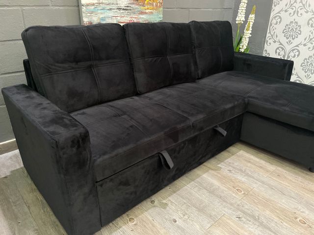 Sofa chaise longue, con cama y arcon