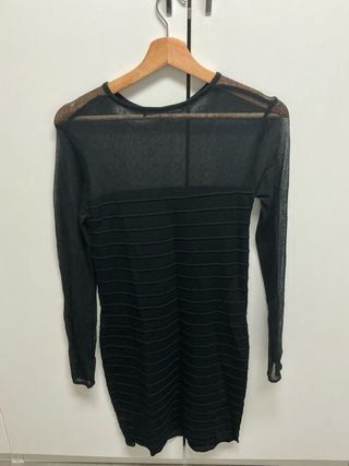 Vestido negro de manga larga Zara M