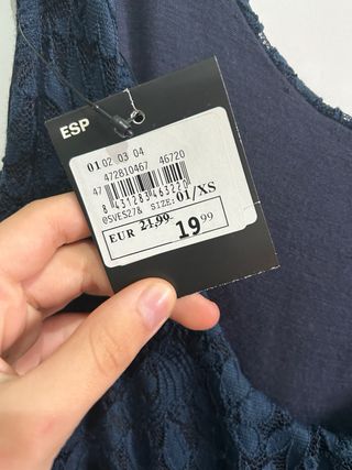 Vestido corto encaje azul marino