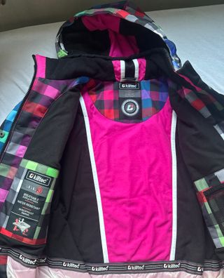 Chaqueta de esquí a cuadros multicolor, talla 14a