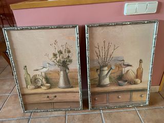 Pareja de cuadros bodegón clásico