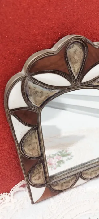 Espejo Boho Étnico Marrón y Plata