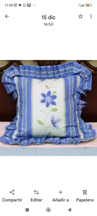 CojínXXL 60x60 cm Flores Azul Blanco