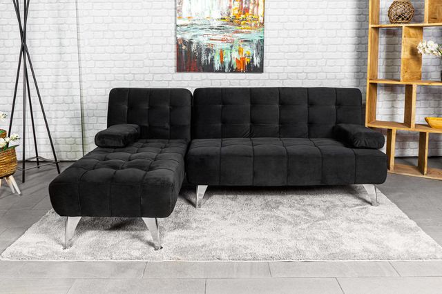 Sofá-cama chaise-longue terciopelo negro