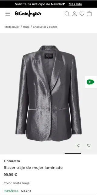 Traje Tintoretto gris/plateado