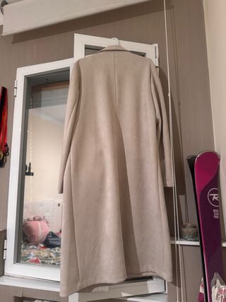 Abrigo de paño largo beige