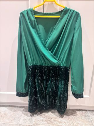 Vestido fiesta lentejuelas verde