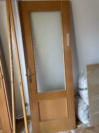 Conjunto 4 puertas: 3 madera + 1 cristal 203x72ctm