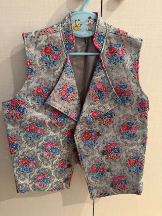 Chaleco niño traje regional gris multicolor
