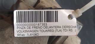 PINZA DE FRENO DELANTERA DERECHA VOLKSWAGEN TOUAREG (7LA) TDI R5 | 01.03 - 12.06