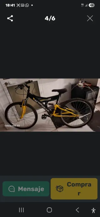 Bicicleta Montaña Negra y Amarilla