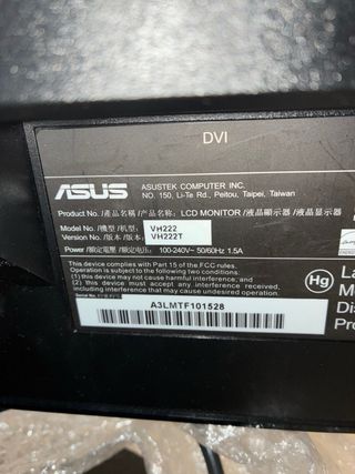 Pantalla ASUS Negra Ordenador