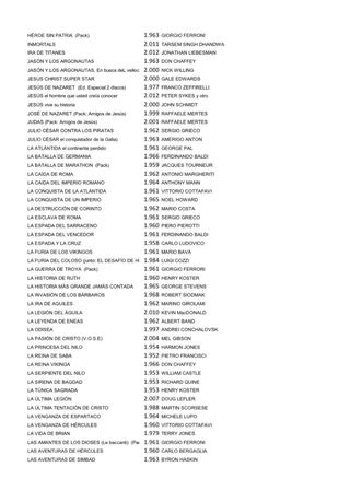 Lote 240 DVDs Peplum Épico-Mitológico y Bíblico.