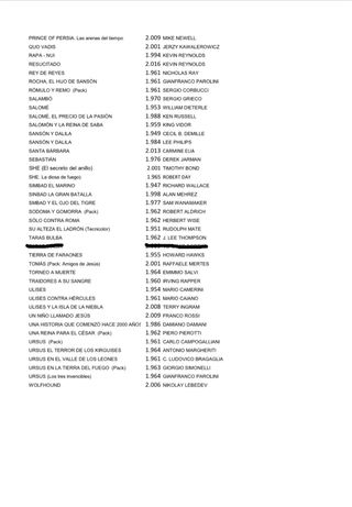 Lote 240 DVDs Peplum Épico-Mitológico y Bíblico.