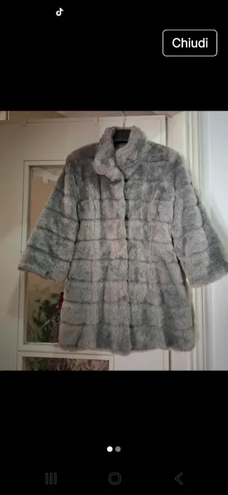 Pelliccia sintetica grigio perla Tg M