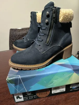 Stivaletti donna pelle blu n.36