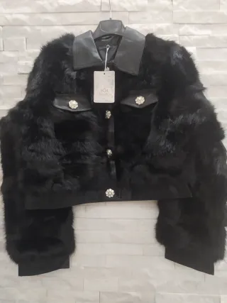 Cappotto corto pelliccia ecologica donna nero