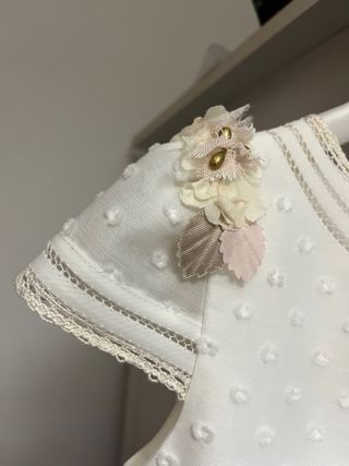 Vestido de Comunión Blanco y dorado/beige