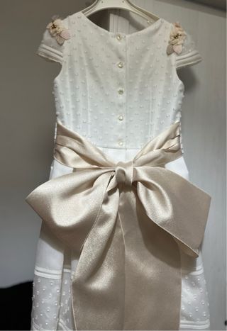 Vestido de Comunión Blanco y dorado/beige