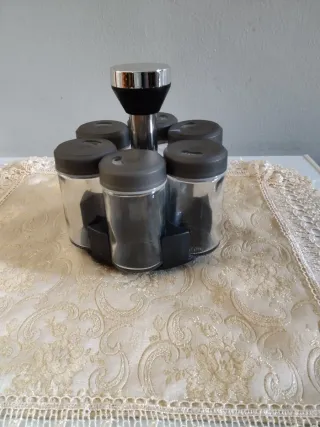 Set Barattolini Spezie Vetro Metallo