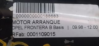 MOTOR ARRANQUE OPEL FRONTERA B Basis   |   09.98 - 12.00