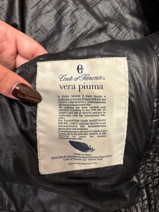 Piumino Count of Florence vera piuma nero