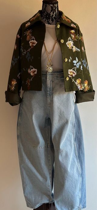 Chaqueta verde floral