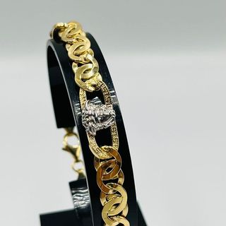 PULSERA TIPO CARTIER MEDUSA GRECA BICOLOR, Hueca.