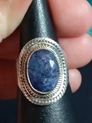 Anillo Plata Ley zafiro facetado