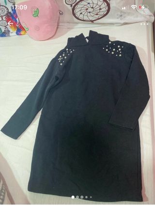 Vestido preto menina 10/12 anos com pérolas