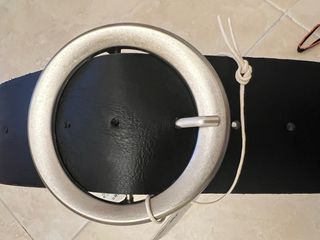 Cinturón ancho negro hebilla plata Pull&Bear